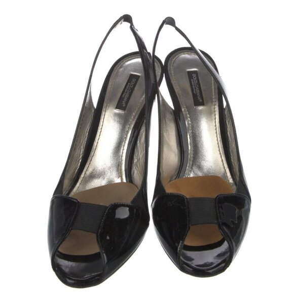 Dolce & Gabbana Black Patent Leather Slingback Pumps Sz 10 | IT 40 - Picture 4 of 7